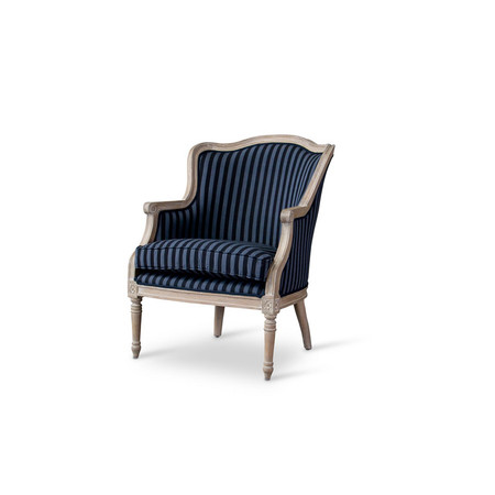 Baxton Studio Charlemagne Traditional French Black and Grey Striped Accent Chair 107-5488